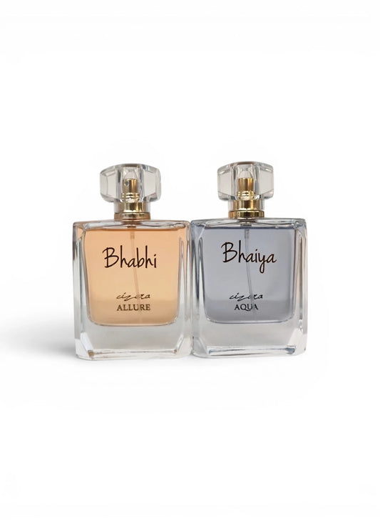 Happy Raksha Bandhan Bhaiya & Bhabhi Perfume Set | Aqua & Allure (100ml each) | Perfume Couple Gift Set | Rakhi Couple Gift