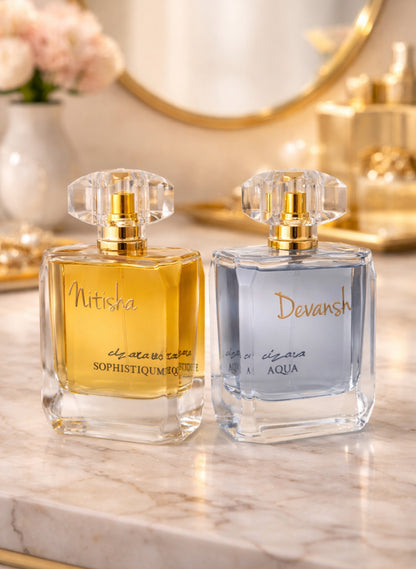Aqua & Sophistique (100ml each) | Couple Perfume Sets | Customisable Fragrance Gift for His & Her